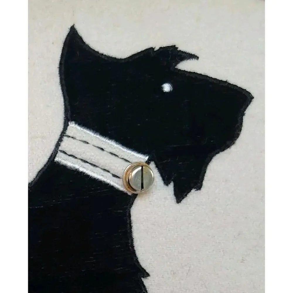 Scottie Dog Throw Pillow Scottish Terrier WOOL SILK VELVET Christmas Decor EUC!